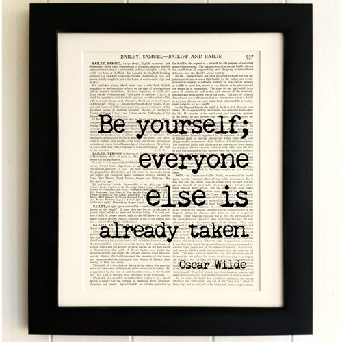 ART PRINT on Old Antique Book Page Be Yourself Quote Oscar - Etsy