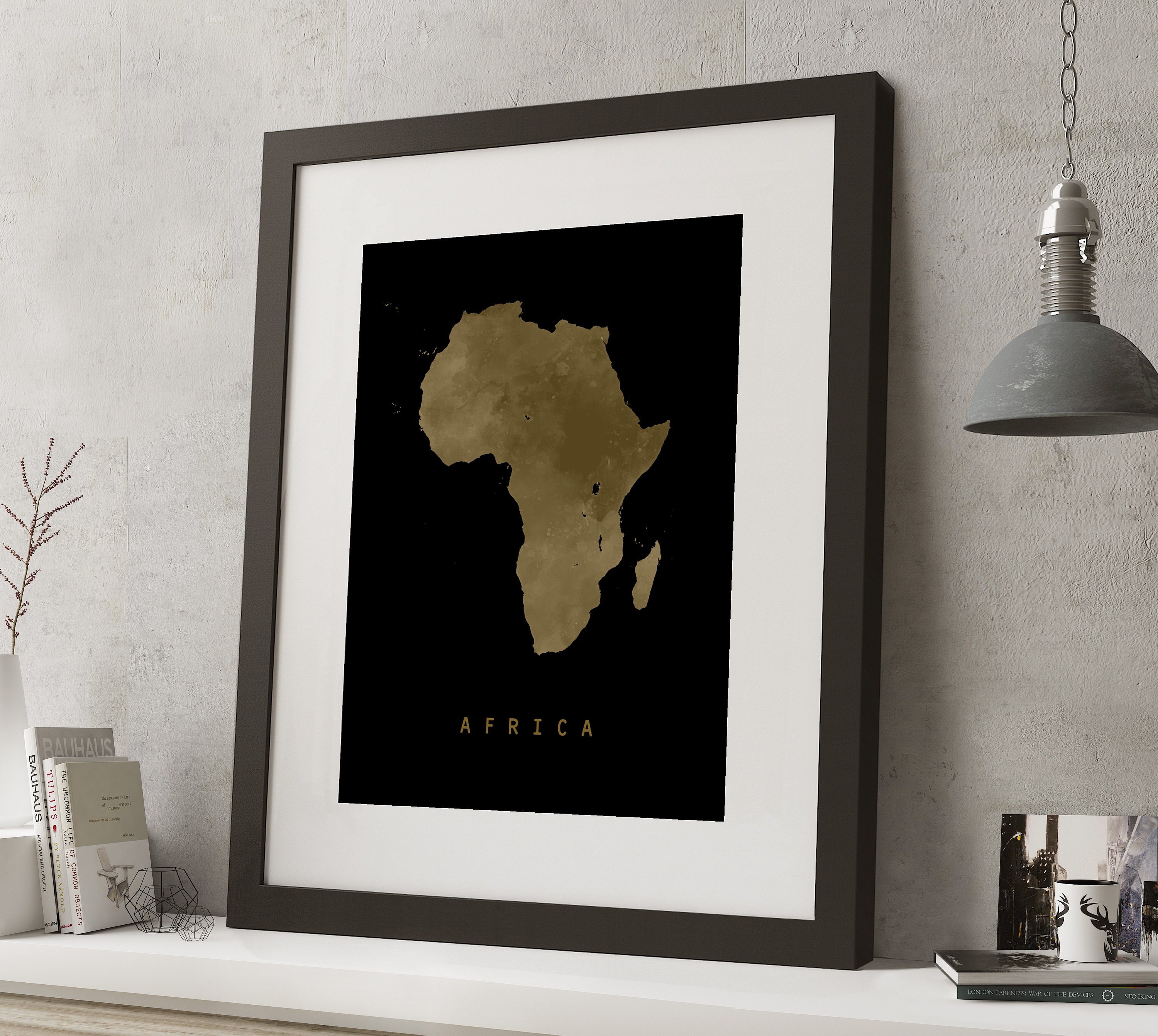 Watercolour AFRICA Black and Gold Map Print UNFRAMED A4 Etsy UK