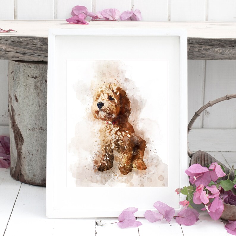 Cockapoo Dog Wall Art Watercolour Print Illustration A4 | Etsy