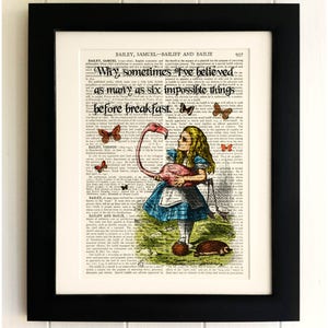 Vintage Alice in Wonderland Book Illustrations 8 SMALL Prints on Fabric FB 576 