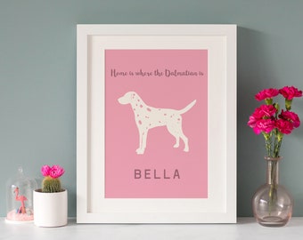 Personalised Dalmation Dog Print, 20 Colours options, 10"x8", Birthday, New Home, Christmas, Fab, Picture Gift