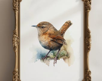 Watercolour Wren Print, Garden Birds, Bedroom, Living Room, Unframed Print