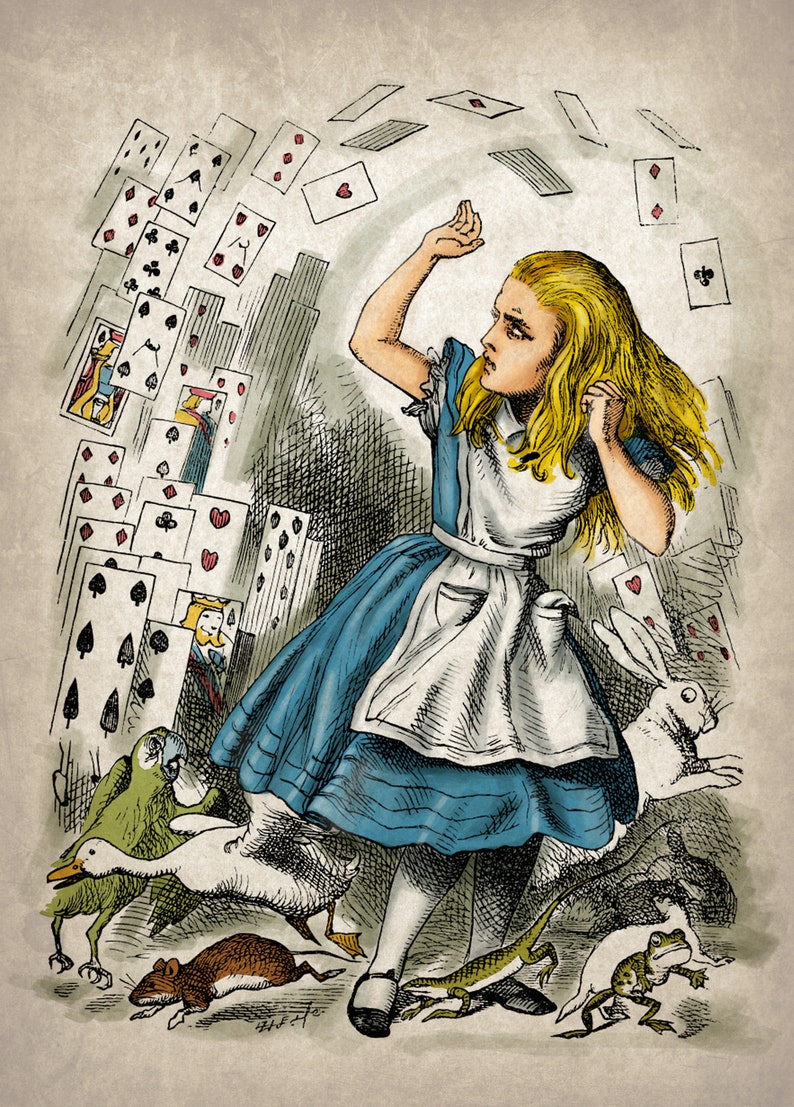 SET OF 4 Alice in Wonderland Vintage Style Prints, 5x7 UNFRAMED Fab Picture Gift image 4