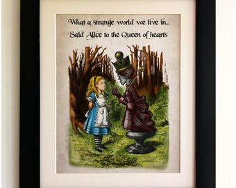 Alice in Wonderland Vintage Style Quote Print, *UNFRAMED* Shabby Chic, Wall Art Print, Fab Picture Gift