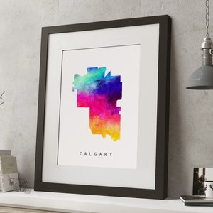 Acuarela CALGARY Rainbow Map Print, *UNFRAMED*, A4 Modern Wall Art