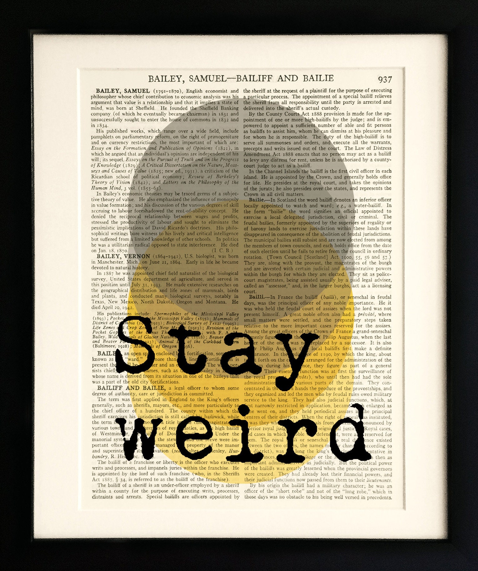 ART PRINT on Old Antique Book Page Stay Weird Quote, Vintage Upcycled Wall  Art Print, Encyclopaedia Dictionary Page - Etsy