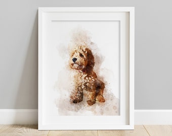 Cockapoo Dog Wall Art, Watercolour Print, Illustration, A4, *UNFRAMED* Modern Art