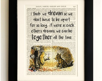 ART PRINT on old antique book page - Winnie the Pooh Quote, Tigger, Vintage, Wall Art Print, Encyclopaedia Dictionary Page