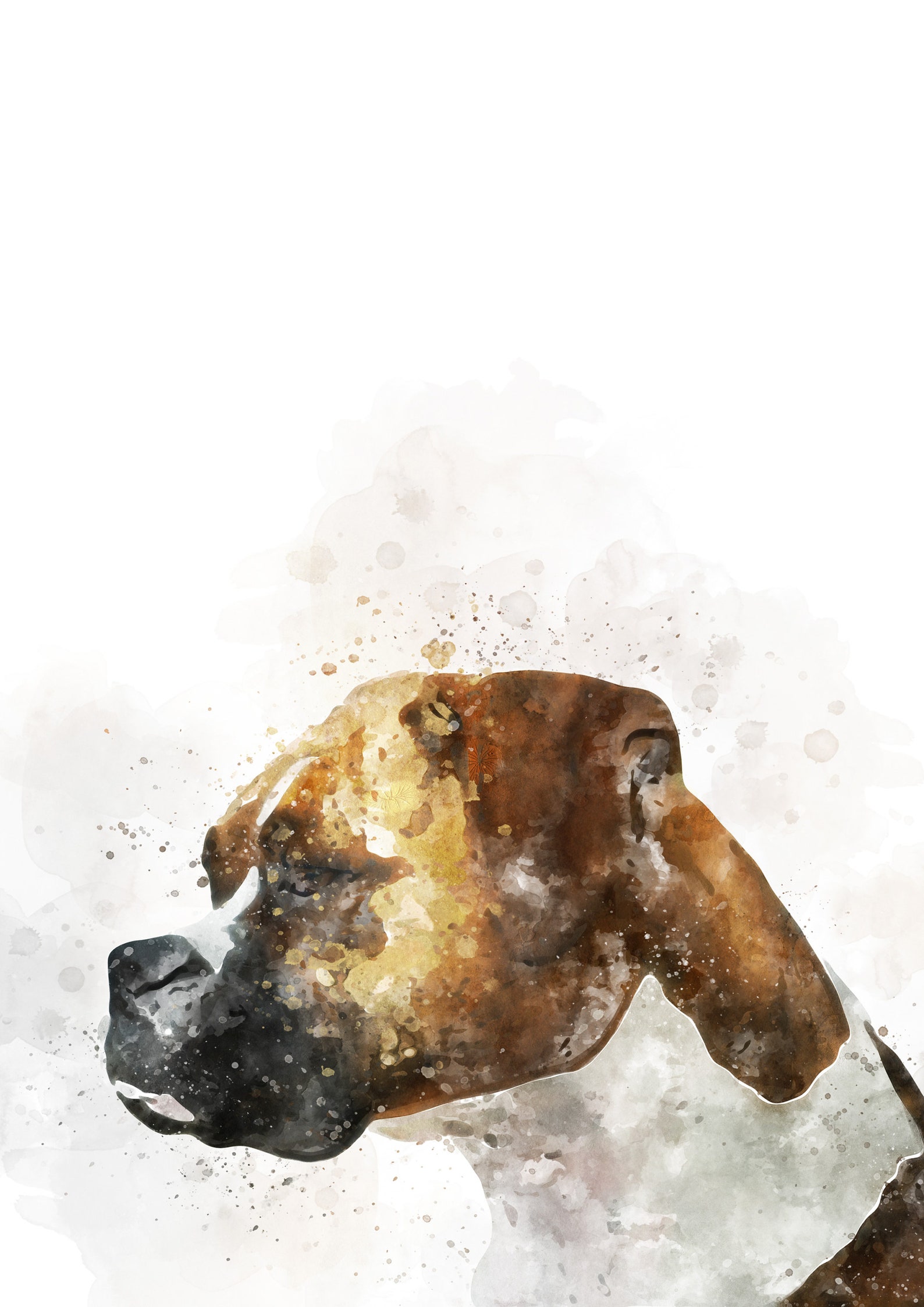 Boxer Dog Wall Art Watercolour Print Illustration A4 Etsy UK