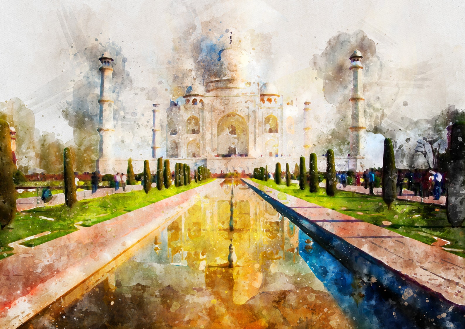 Arte De Pared Taj Mahal Impresión De Acuarela Ilustración Etsy