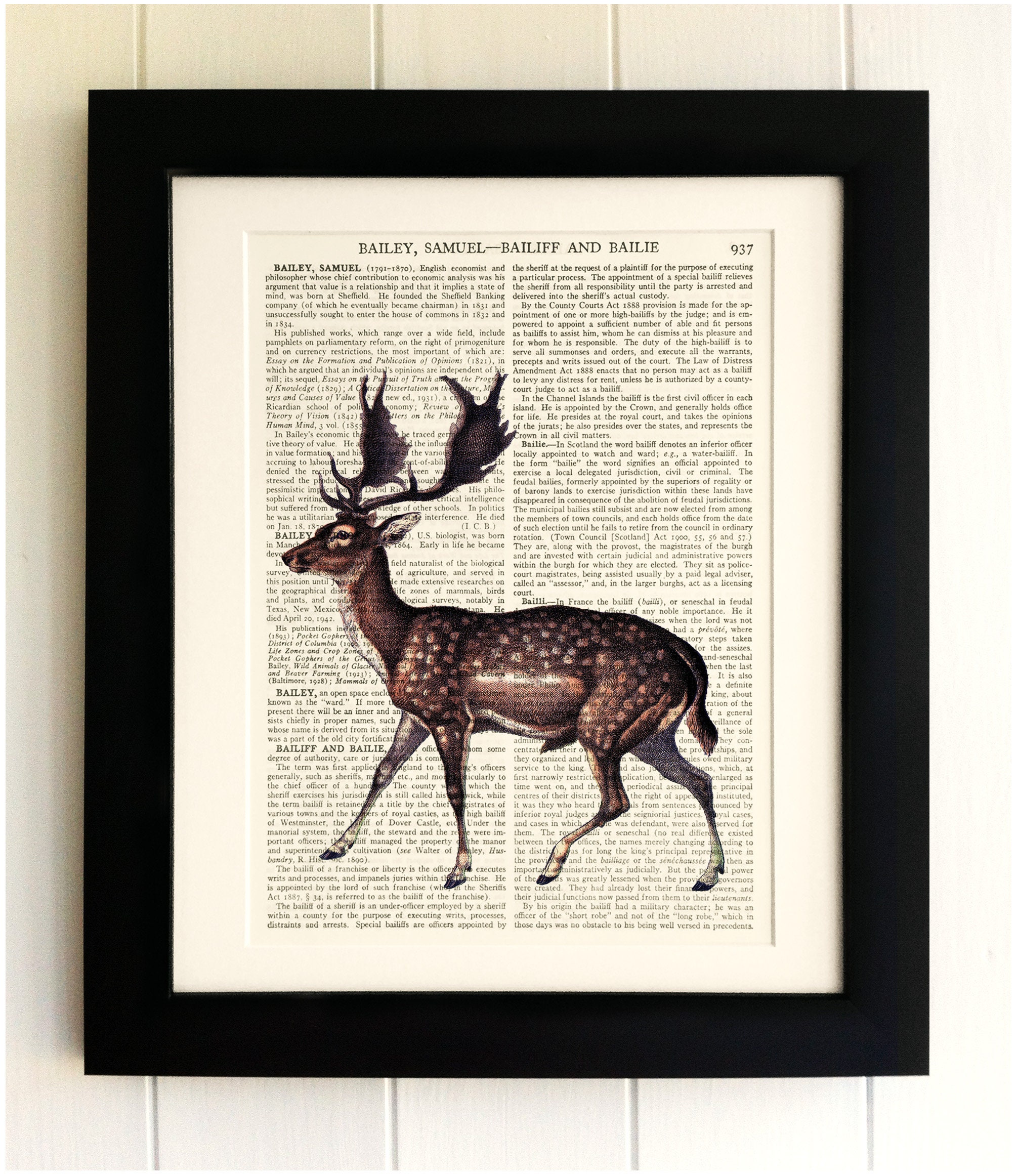 STAG ART PRINT DEER VINTAGE ANTIQUE DICTIONARY STYLE BOOK PAGE GIFT FOR MEN WALL