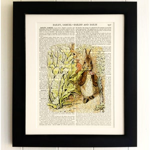IMPRESSION d’ART sur l’ancienne page de livre ancien - Beatrix Potter, Peter Rabbit, Vintage Upcycled Wall Art Print, Encyclopédie dictionnaire Page