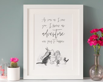 Winnie the Pooh quote print, Black and White Monotone, Unframed print, Bedroom, Nursery, Baby Shower