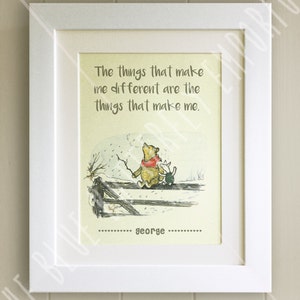 PERSONALISED Winnie the Pooh Quote Print, New Baby, Birth, Christening, Nursery Picture Gift, Pooh Bear, *UNFRAMED* Beautiful Gift