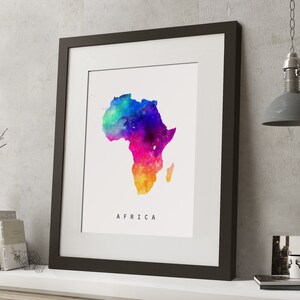 Acuarela AFRICA Rainbow Map Print, *UNFRAMED*, A4 Modern Wall Art