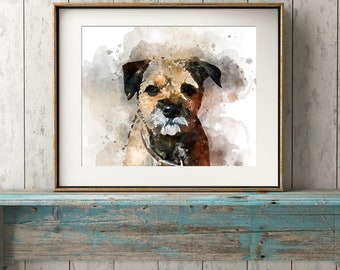 Border Terrier Dog Wall Art, Watercolour Print, Illustration, A4, *UNFRAMED* Modern Art