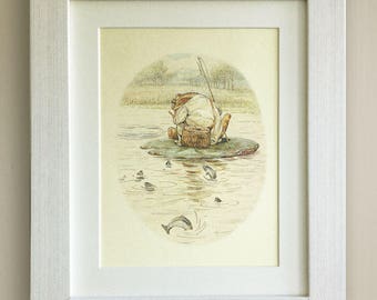BEATRIX POTTER Print, New Baby/Birth, Nursery Picture Gift, *UNFRAMED* Lovely Birth or Christening Gift, 10"x8",  The Tale of Jeremy Fisher