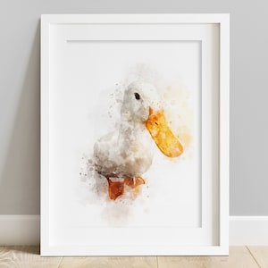 Duck Wall Art, Watercolour Print, Illustration, A4, *UNFRAMED* Modern Art