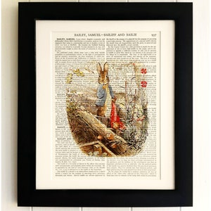 IMPRESSION d’ART sur l’ancienne page de livre ancien - Beatrix Potter, Peter Rabbit, Vintage Upcycled Wall Art Print, Encyclopédie dictionnaire Page