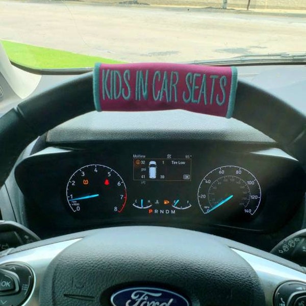 Steering Wheel Snap Wrap Reminders- Baby/Child in Car Seat or Custom Text