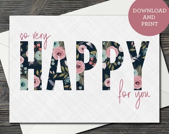 Congratulations Card, Happy For You Card, Card for Coworker, Card for Friend, Printable Congratulation Card, Promotion Card, Printable Card