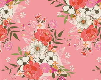 Flowering Love from Open Heart - Art Gallery Fabrics - Pink Floral Cotton quilting fabric
