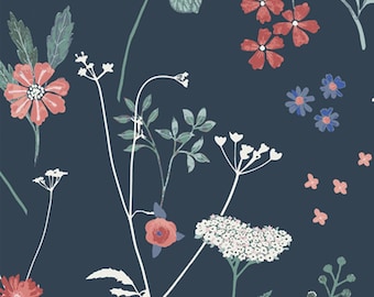 108" Gaudi’s Garden Blue Floral, Art Gallery Fabrics, Wide Quilt Backing Cotton fabric - Barcelona