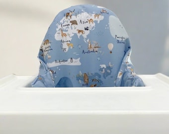 World Map IKEA Antilop Highchair Cushion Cover, Wipeable Baby Feeding Pillow