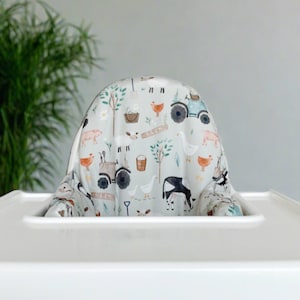 IKEA High Chair Cushion Cover, Farm Animal Print, Wipeable IKEA Antilop Highchair Cover, Weaning Cushion, Baby Feeding Support