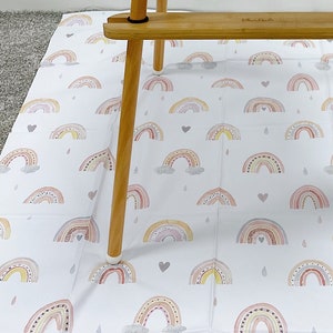 Rainbow splash mat, large waterproof baby floor mat, wipeable highchair weaning mat, non-slip play mat for messy meals and crafts