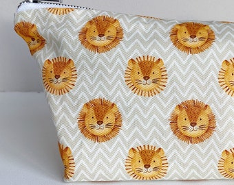 Cartera para pañales Leo Lion / Estuche con cremallera para cambiador de bebé / Organizador con estampado de animales de safari