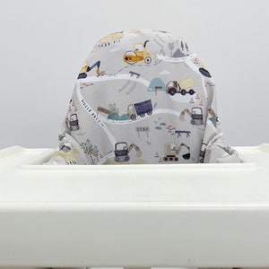 IKEA Highchair Cushion Cover, Construction Trucks Print, Wipeable IKEA Antilop High Chair Cover, Weaning Cushion, Toddler Feeding Support