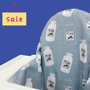 Blue Milk Bottle IKEA highchair cushion | Unisex ANTILOP highchair cushion cover | machine washable highchair cover