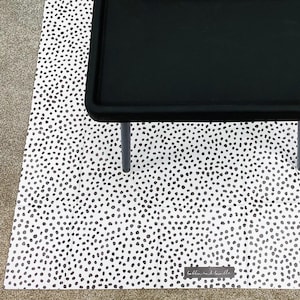 Monochrome splash mat, large waterproof highchair mat, black white polka dot floor mat, foldable wipe clean weaning or play mat
