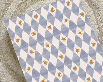 Anti-Roll Wedge Baby Changing Mat - Blue Harlequin
