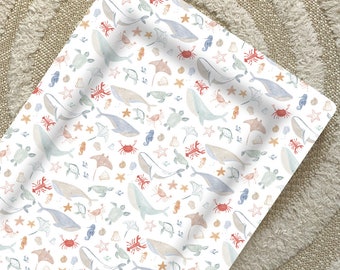 Sea Creatures Baby Changing Mat | Under the Sea Nursery Decor | Ocean Baby Changing Mat | Waterproof Changing Mat