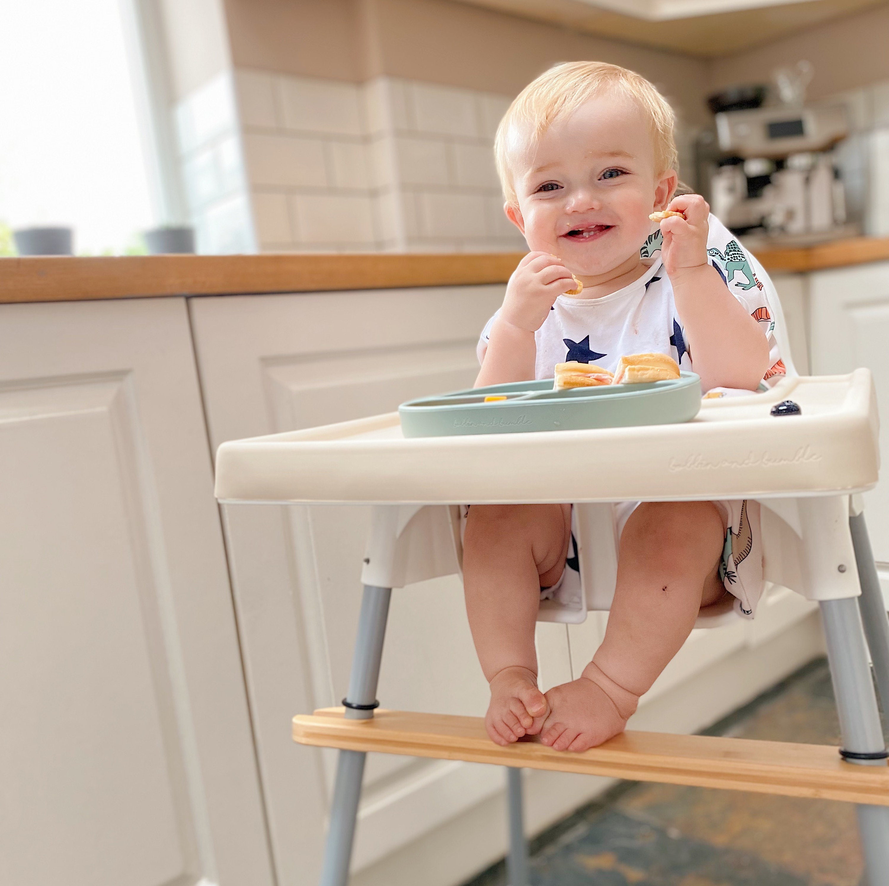 HANH High Chair Footrest, Non-Slip Natural Bamboo Wooden Footrest  Compatible with IKEA Antilop High Chairs, Adjustable HighChair Foot Rest  for Baby