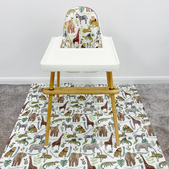 Large Baby Splash Mat // Highchair Messy Mat // Safari Animals Jungle Print  