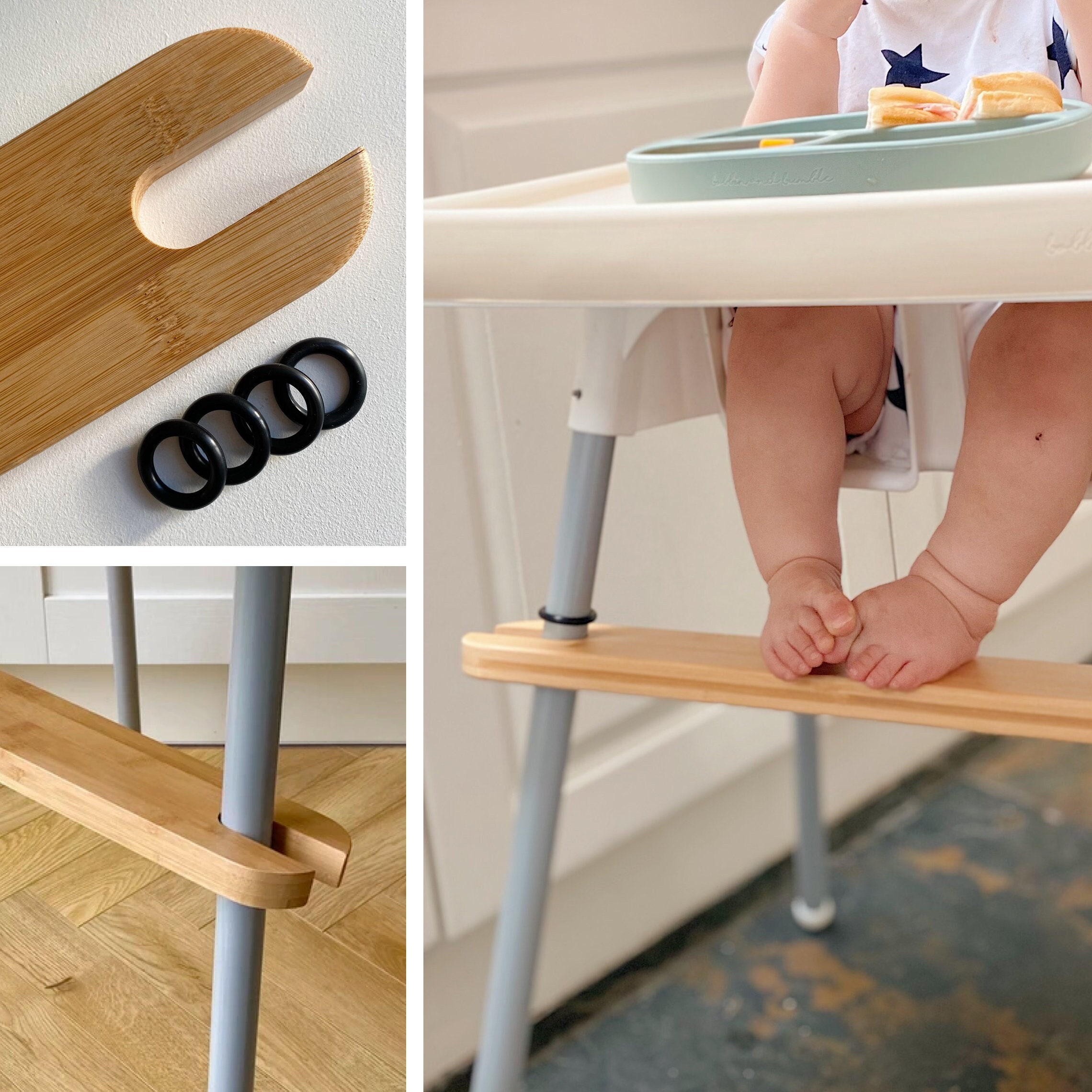 Baby Highchair Foot Rest Footrest Baby Natural Bamboo Baby Highchair Foot  Rest High Chair Footrest With Rubber Rings