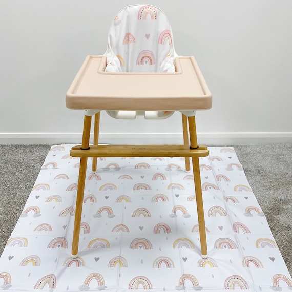 Rainbow splash mat, large waterproof baby floor mat, wipeable highchair weaning mat, non-slip play mat for messy meals and crafts