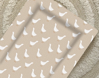 White Goose Baby Changing Mat | Goose Nursery Decor | Neutral Baby Changing Mat | Waterproof Changing Mat