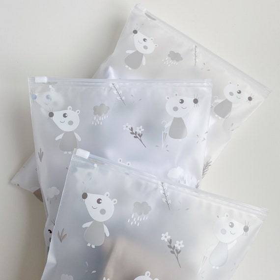 10 Patterned Hospital Zip Lock Bags // Mum and Baby Hospital Bag  Organisation // Large and Small Size// Unisex Grey Design 