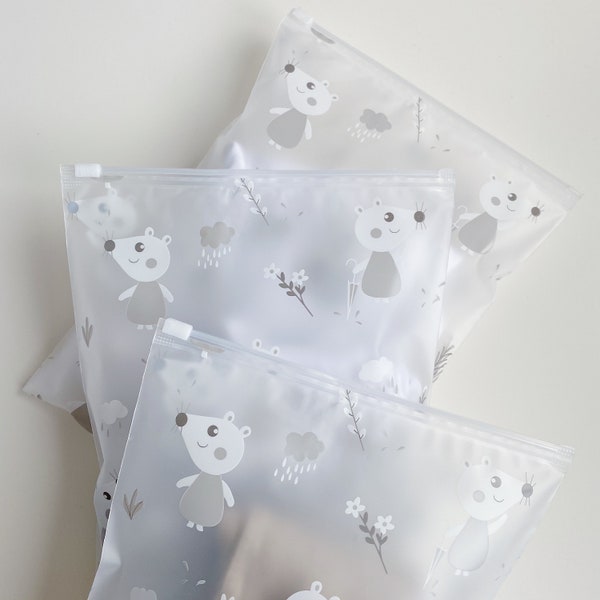 10 Hospital Bag Organisers - Different Zip Lock Bag Sizes, Perfect for Nappy or Hospital Bag Dividers and Baby Shower Gift 