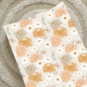Dahlia Wedge Changing Mat | Floral Changing Mat | Anti-Roll Changing Mat with butterflies and flowers