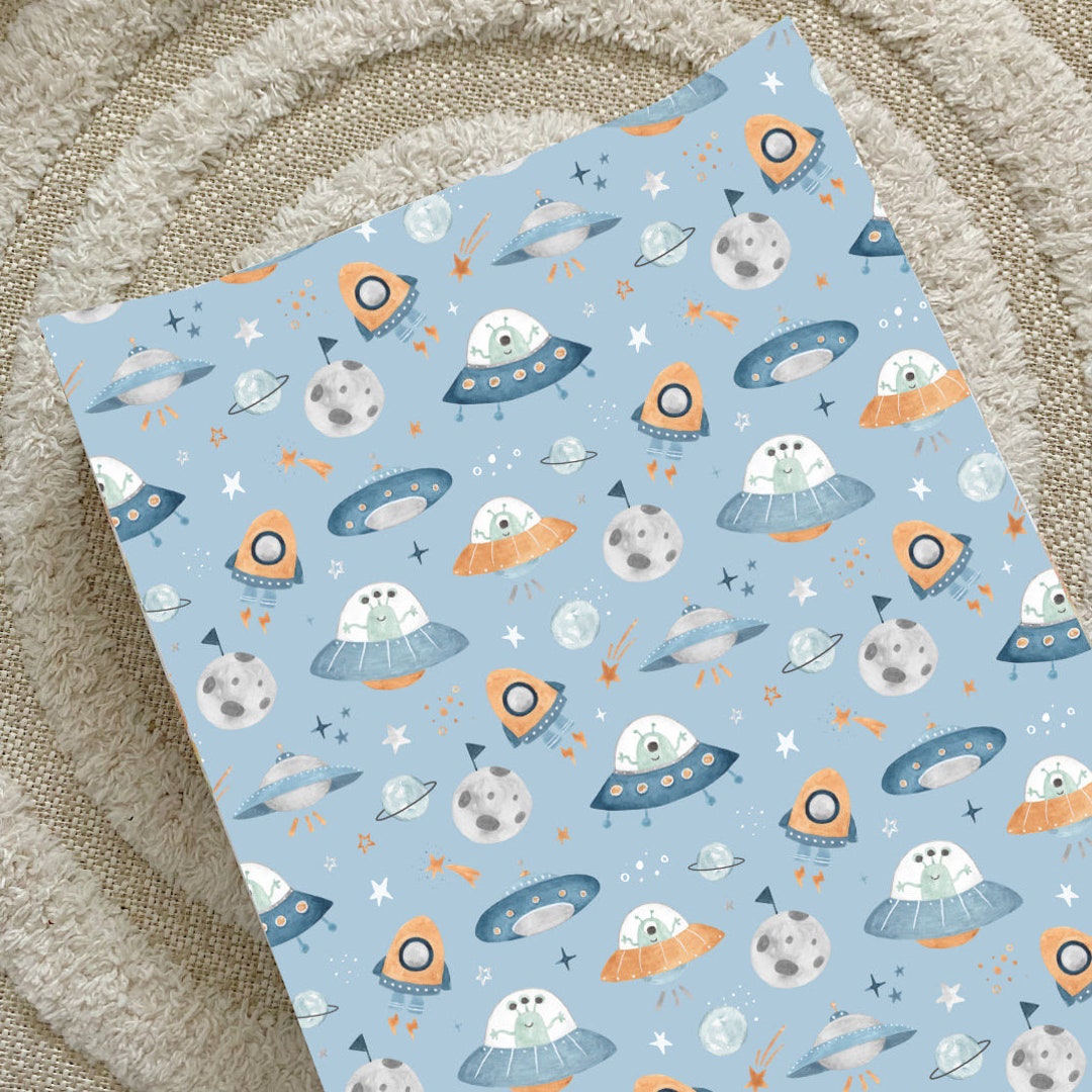 Blue Space Wedge Changing Mat Spaceships Baby Boy Changing Mat Anti