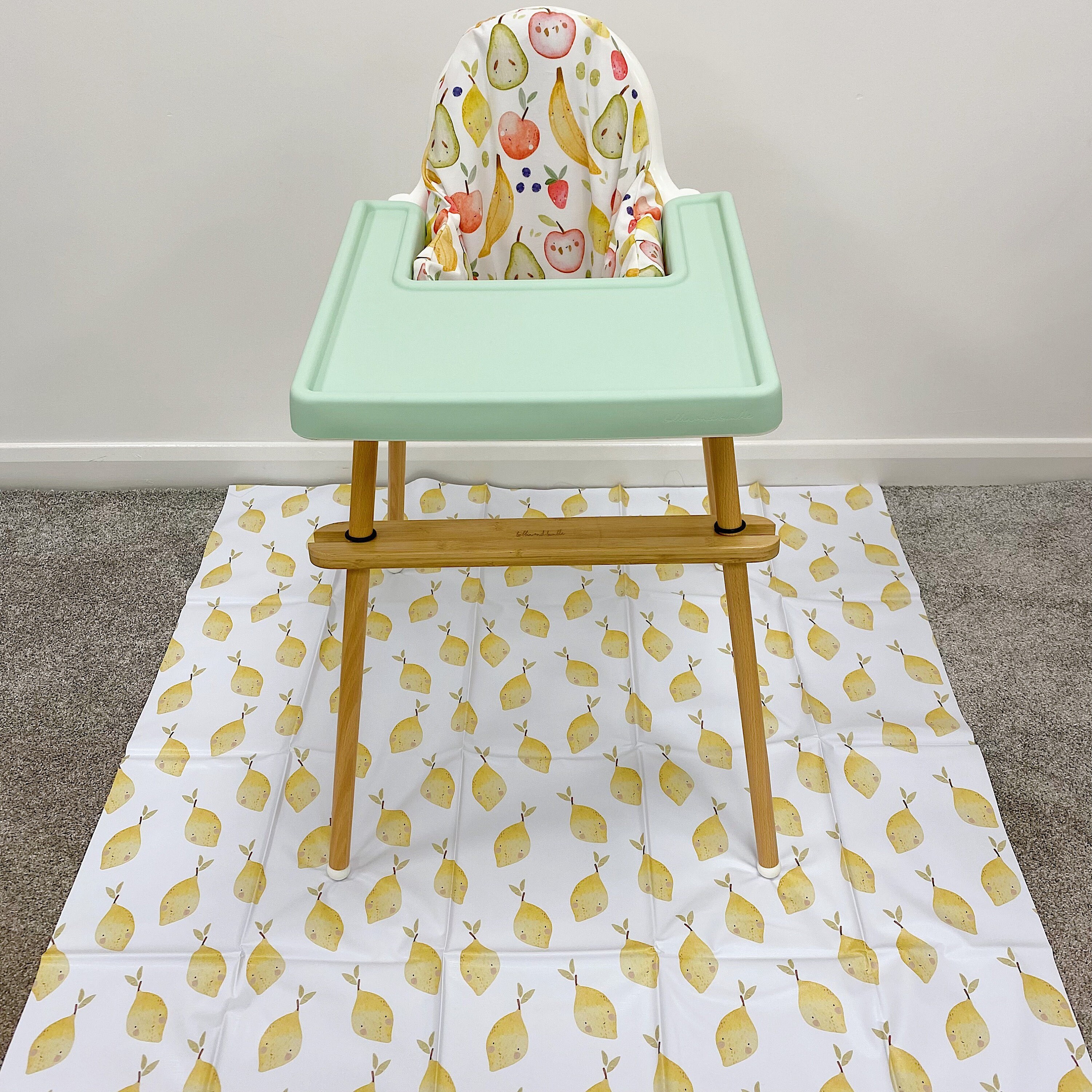 Large Baby Splash Mat // Highchair Messy Mat // Lemon Print 