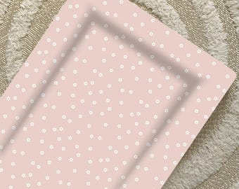 Baby Changing Mat | Pink Daisy Floral Flat Waterproof | Baby Girl Nursery Decor