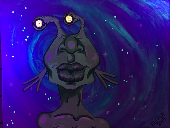 The Last Painting Of Earth Year 2015 glow in the dark UV blacklight painting on canvas ready to hang