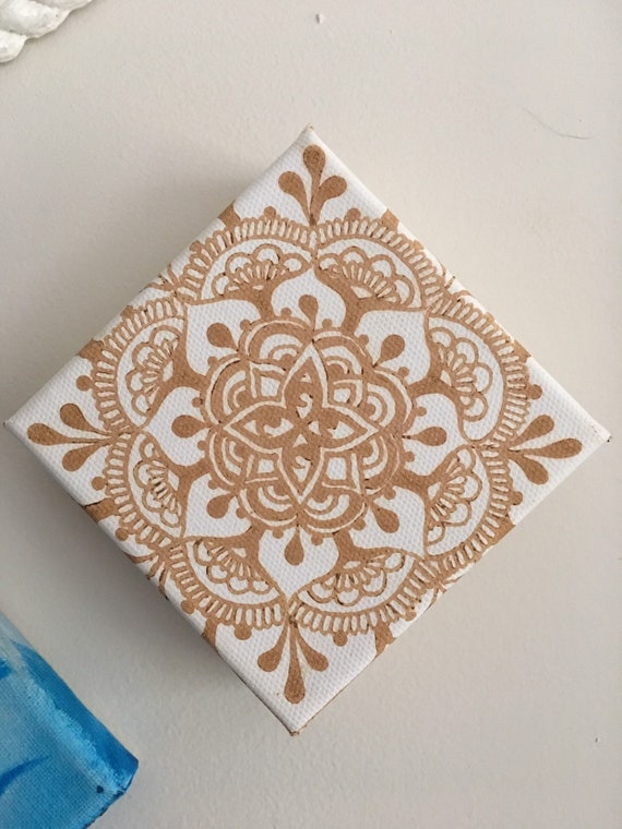 Henna Mandala on 4x4in tiny canvas