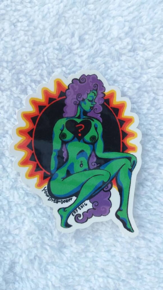 Sticker- Sexy Green Sun Goddess Deluxe Vinyl mini adhesive art print